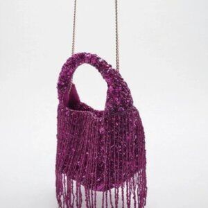 Zara Hot Pink Beaded Fringe Bag